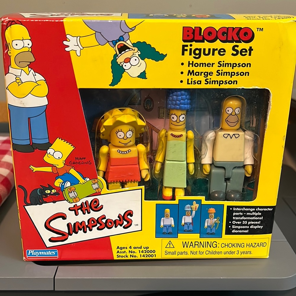 The Simpsons Blocko figure set Homer Marge Lisa Playmates Fresh from case!